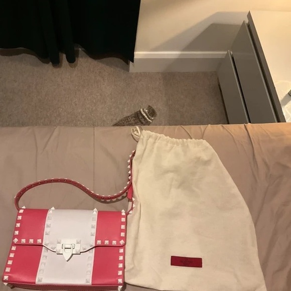 Valentina Pink and White Studded Crossbody Bag - Picture 2 of 7